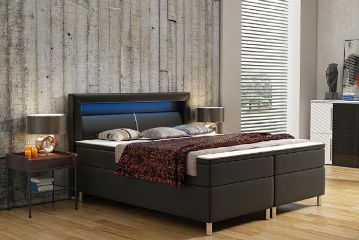 Boxspringbett Box Hotel Bett mit Visco Matratze Lederbett Betten Doppelbett BOX2