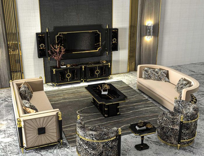 Klassische Sofagarnitur 3+3 Sitzer 2x Sessel Luxus Möbel Couch Garnitur
