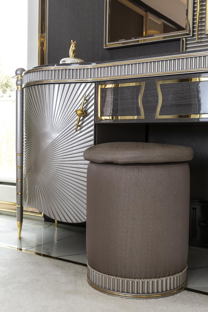 Hocker Braun Rund Elegantes Holz Möbel Modern Design Schön Schlafzimmer Neu