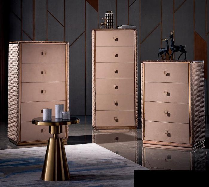 Kommode Hochwertige Designer Schlafzimmer Schrank Kommoden Sideboard Leder Neu