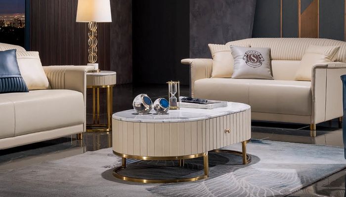 Couchtisch Tisch Oval Luxus Design Tische Kaffee Beistelltische Wohnzimmer Ovale