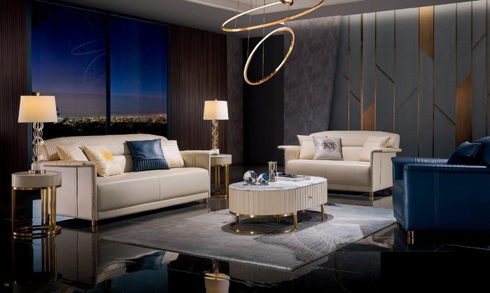 Luxus Sofagarnitur 3+2 Sitzer Set Design Sofa Polster Couchen Couch Ledersofa
