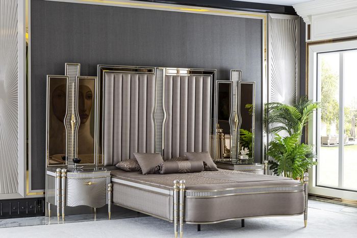 Bett Grau Schön Polster Design Luxus Doppel Schlafzimmer Betten Möbel