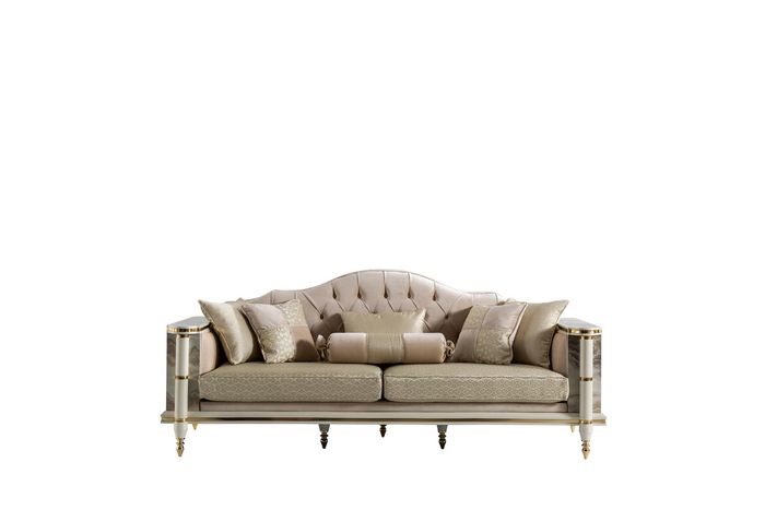 Sofa 3 Sitzer Beige Möbel Wohnzimmer Chesterfield Luxus Design Neu