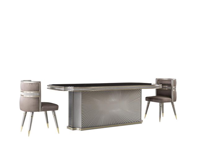 Esszimmer Set Braun Esstisch 2x Stühle Garnitur Tische Gruppe 3tlg.