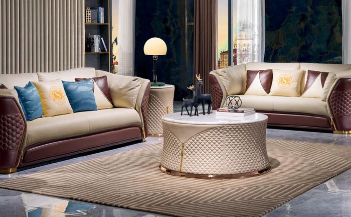 Couch Tisch Kaffee Beistell Design Modern Rund Wohnzimmer Runde Tische Leder Neu