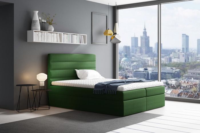 Bett mit Bettkasten Ehebett Betten Grün Polsterbett Boxspringbett Doppelbett Neu