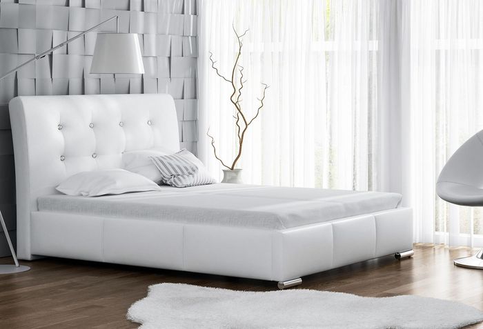 Ehebett Bettrahmen Betten Polsterbett Doppelbett Weiß Polyester Zeitgenössisch