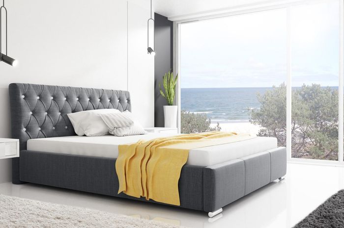 Bettrahmen Bett Doppelbett Ehebett Bettgestell Polsterbett Betten 200x200 Grau