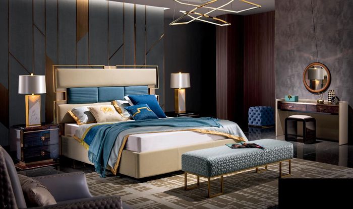 Bett Nachttisch Schminktisch 6 tlg.Schlafzimmer Design Modern Luxus Set Betten
