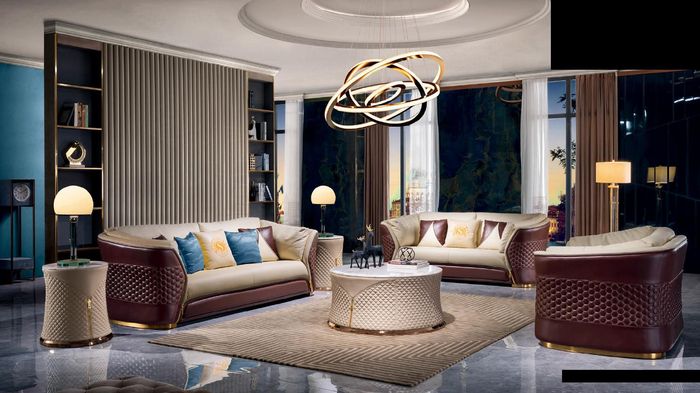 Ledersofa Sofagarnitur 3+2 Sitzer Set Garnitur Polstersofa Couch Designersofa