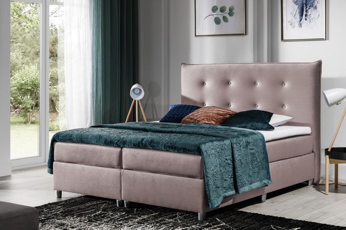 Bett Boxspringbett Doppelbett Ehebett Polyester Stoff Bettgestell 180x200 Möbel