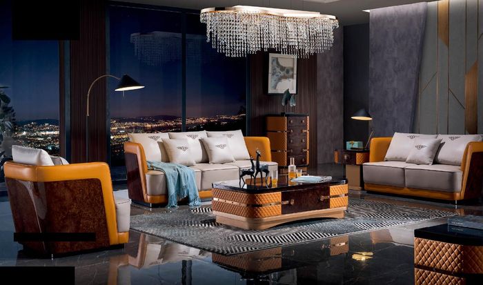Sofagarnitur 3+2+1 Sitzer Ledersofa Couch Wohnlandschaft Garnitur Design Modern