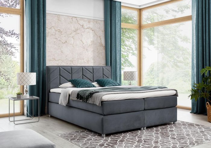 Bett Bettkasten Boxspringbett Schlafzimmer Polster Design Doppel Hotel Modern