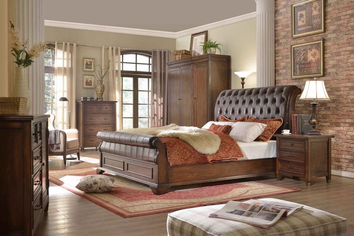 Design Schlafzimmer Komplett Set Bett Nachttisch Kleiderschrank Kommode 6 tlg.
