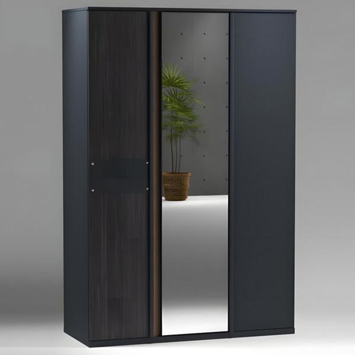 Grauer Holzschrank modern, eleganter Stauraum für Schlafzimmer