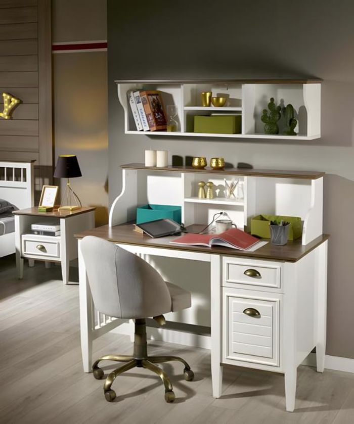 Weißer Holz-Schreibtisch im eleganten Stil für Büro und Homeoffice