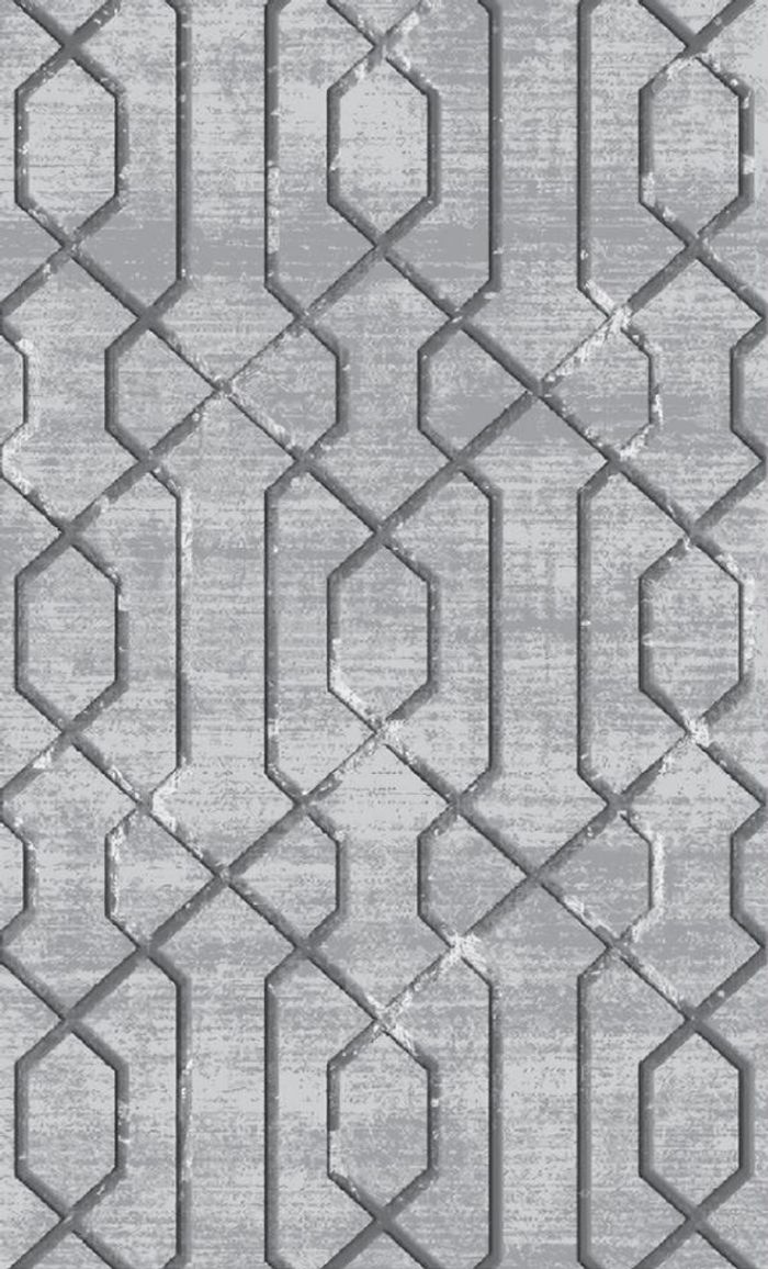 Teppich Kunstfaserteppich Geometrisches Muster Kurzflor Grau Wohnzimmer 160x230