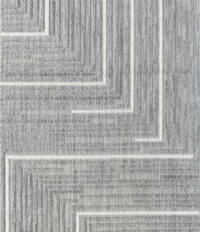 Grau Teppich Geometrisches Wohnzimmer Arbeitszimmer Kurzflor Weiß Linien