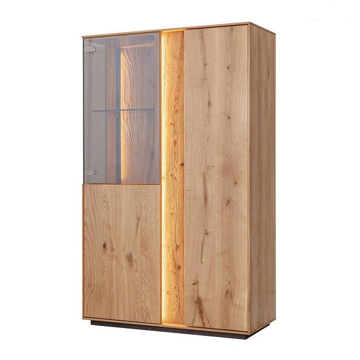 Braune LED-Vitrine Luxuriöse Anrichte Holz Möbel Designer Glasschränke