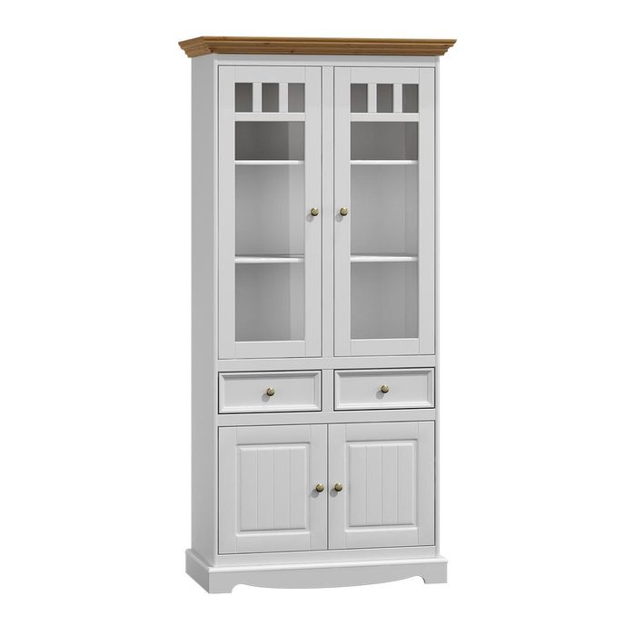 Klassische Wohnzimmer Möbel Weiß Braun Holz Schaufenster Vitrine Schrank Möbel