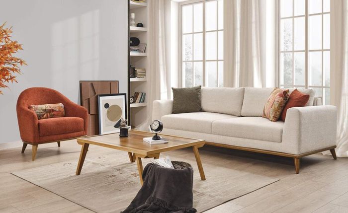 Sofagarnitur 3 + 1 Sitzer Design Möbel 2tlg Beige Couchen Sofa Textil