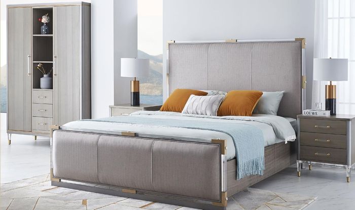 Bett Nachttisch Kommode 4 tlg. Schlafzimmer Set Design Modern Luxus Betten Neu