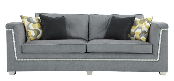 Sofagarnitur 3+1 Grau Wohnzimmer Textil Polstermöbel Modernes Sofa Sessel Neu