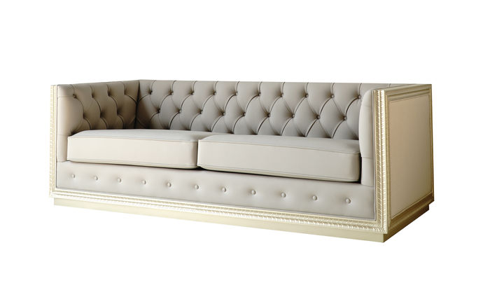 Design Leder Echtholz Sofas Couchen Wohnzimmer Barock Sofa 3 Sitzer Klassisch