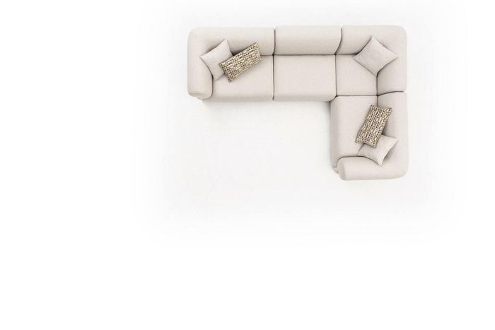 Sofa L-Form Beige Polstersofa Wohnzimmer Möbel Textil Modern Stil