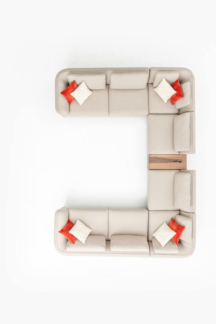 Sofa Beige Wohnzimmer Polstersofa Design Modern Ecksofa U- Form Neu