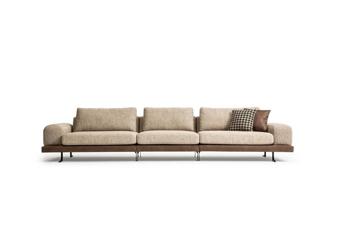 Beiger Fünfsitzer Polstersofas Sofa Textil Couch Sitzmöbel Wohnzimmer