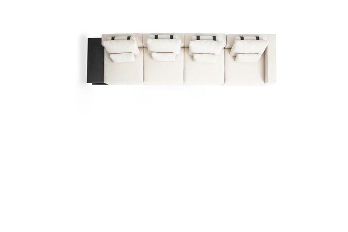 Weißer Fünfsitzer Wohnzimmer Couch Textil Möbel Moderne Sofas Design