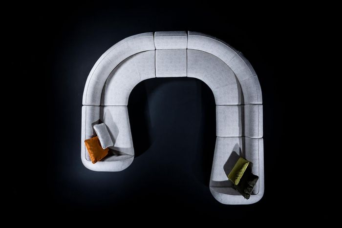 Große Graue U-Form Couch Wohnzimmer Set Luxus Sofas Moderner Stil Neu