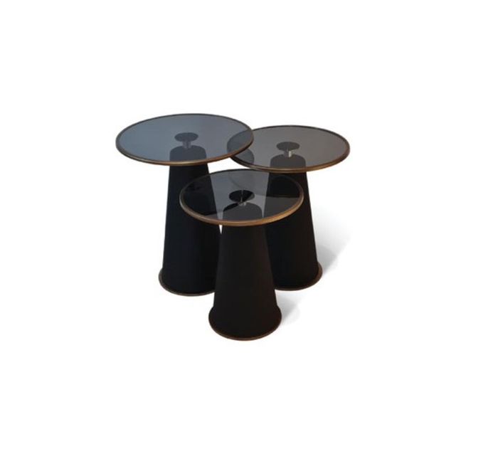 Modernes Schwarzes Beistelltisch Set 3x Luxus Wohnzimmer Couchtische