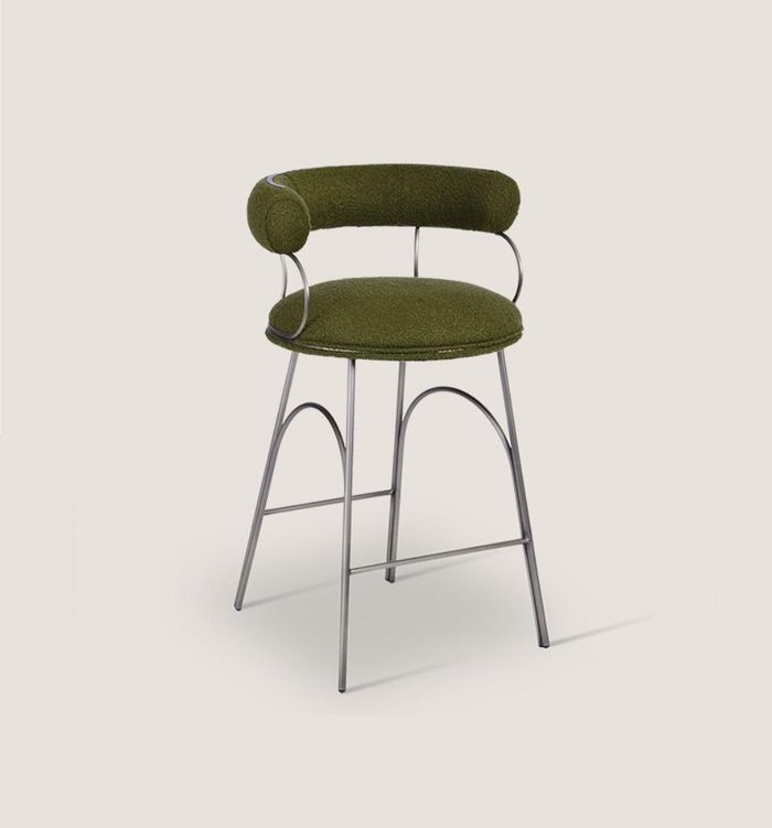 Olivengrüner Barhocker Luxus Lehnstuhl Designer Sessel Polster Möbel
