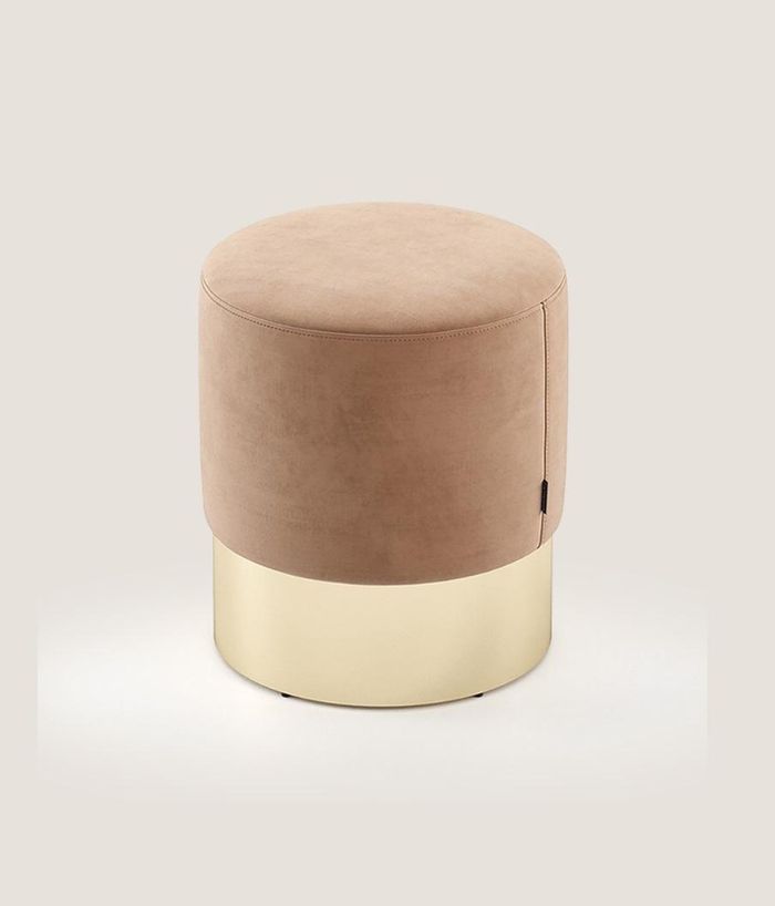 Beiger Fußhocker Designer Pouf Beistellhocker Polster Sitzmöbel Textil
