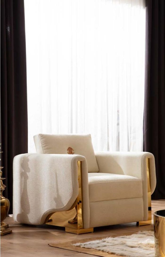 Design Einsitzer Sessel Textil Wohnzimmer Lounge Metall Luxus Design Sofa Möbel