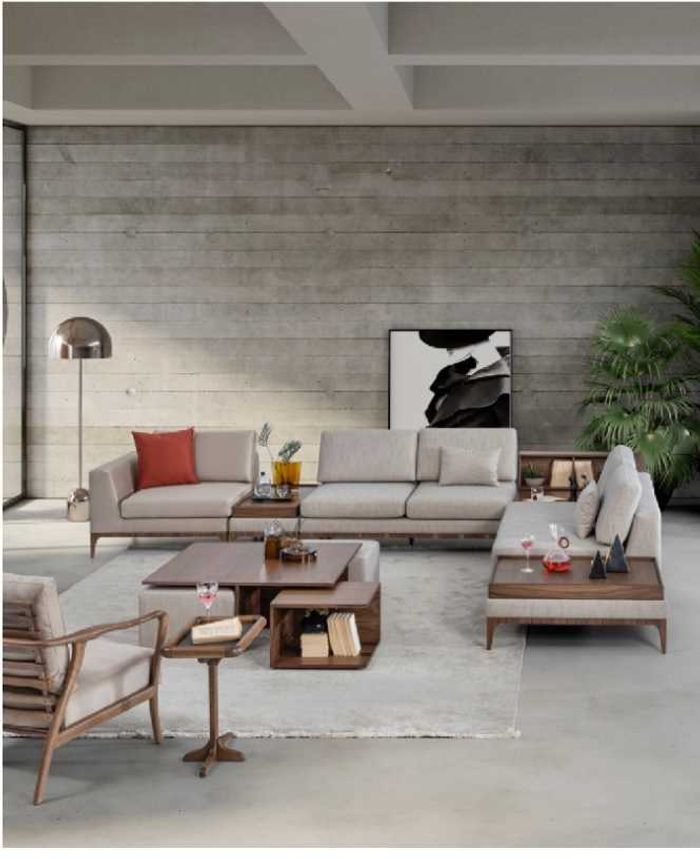 Wohnzimmer Ecksofa L-form Holz Eckgarnitur Sofa Couchen Luxus Möbel