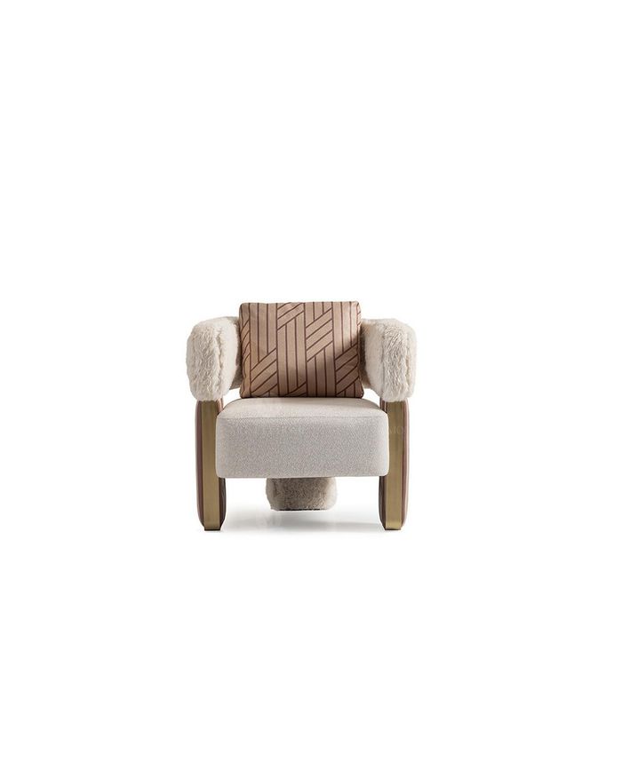 Sessel Einsitzer Clubsessel Weiß Stoff Sitz Wohnzimmer Cocktailsessel