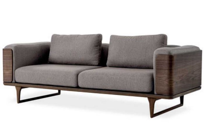 Luxus Sofa Grau Farbe Wohnzimmer Polster Textil Dreisitzer Couch 225x90