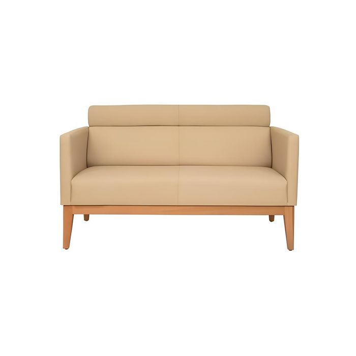 Beiges Büro Sofa Designer 2-Sitzer Polstercouch Kunstleder Luxus Couchen
