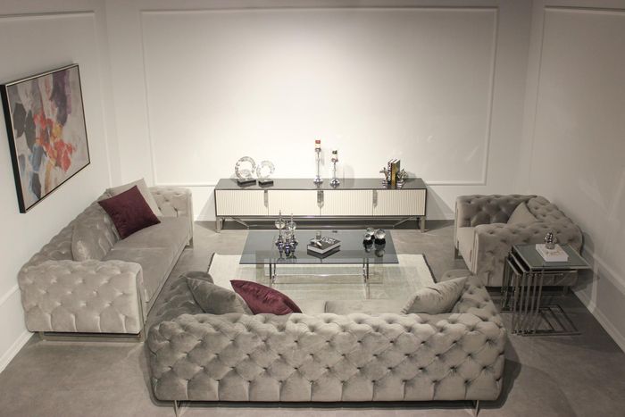 Wohnzimmer Möbel Set 6tlg Sofagarnitur 2x Dreisitzer Modern TV Ständer