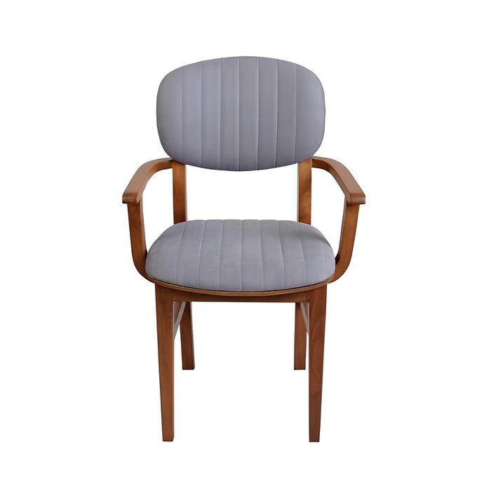 Grau Braun Holzstuhl Designer Stühle Luxus Esszimmer Armlehne Stuhl