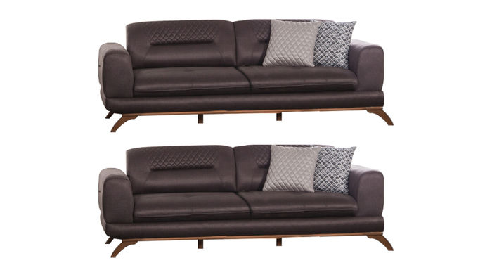 Braunes Dreisitzer-Sofa Luxus-Möbel-Set Sofas Wohnzimmer Sofas 2tlg