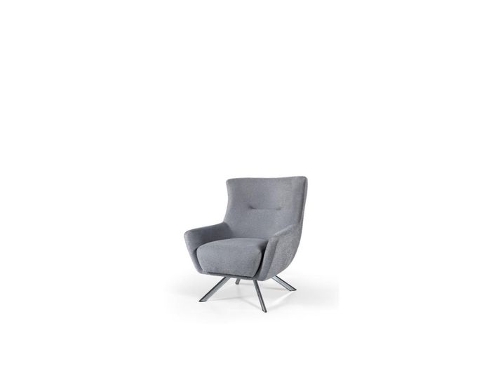 Stoffsessel Wohnzimmer Einsitzer Sessel Ohrensessel Grau Polster Sitz