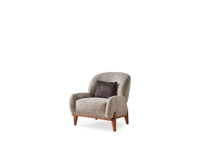 Sessel Ohrensessel Stoffsessel Grau Polster Sitz Wohnzimmer Einsitzer