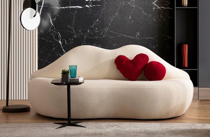 Designer 3 Sitzer sofa Weiße Beige in Form Sofas Couchen Lippen stilvoll