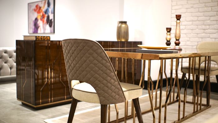 Design Stuhl Stoff Polster Luxus Möbel Esszimmer Modern Einrichtung