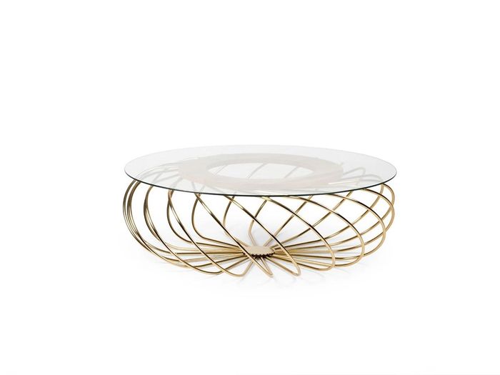 Edelstahl Couchtisch mit Glasplatte modern und elegant